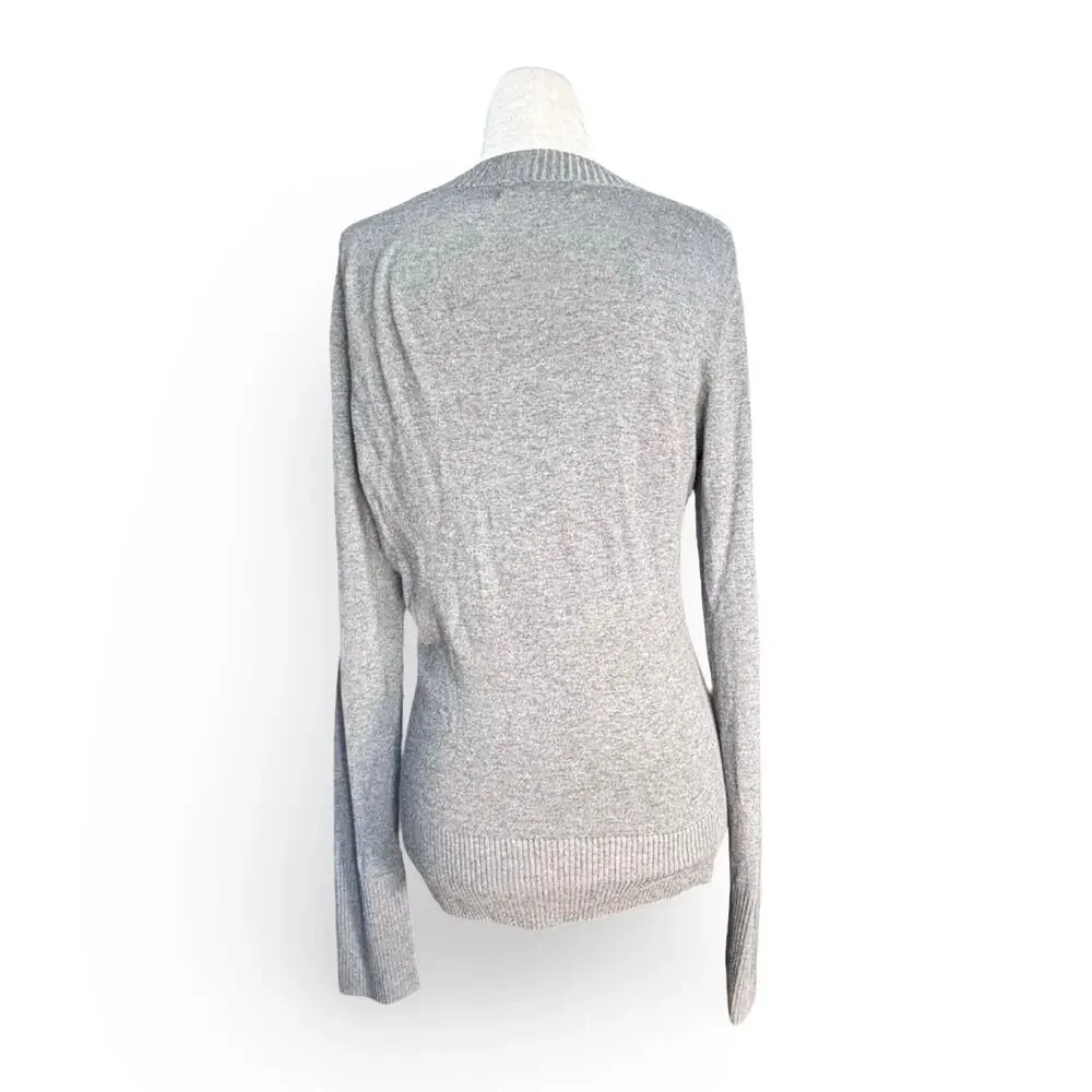 Banana Republic Silk Cotton Cashmere V Neck Grey Sweater Small Minimalist Unisex